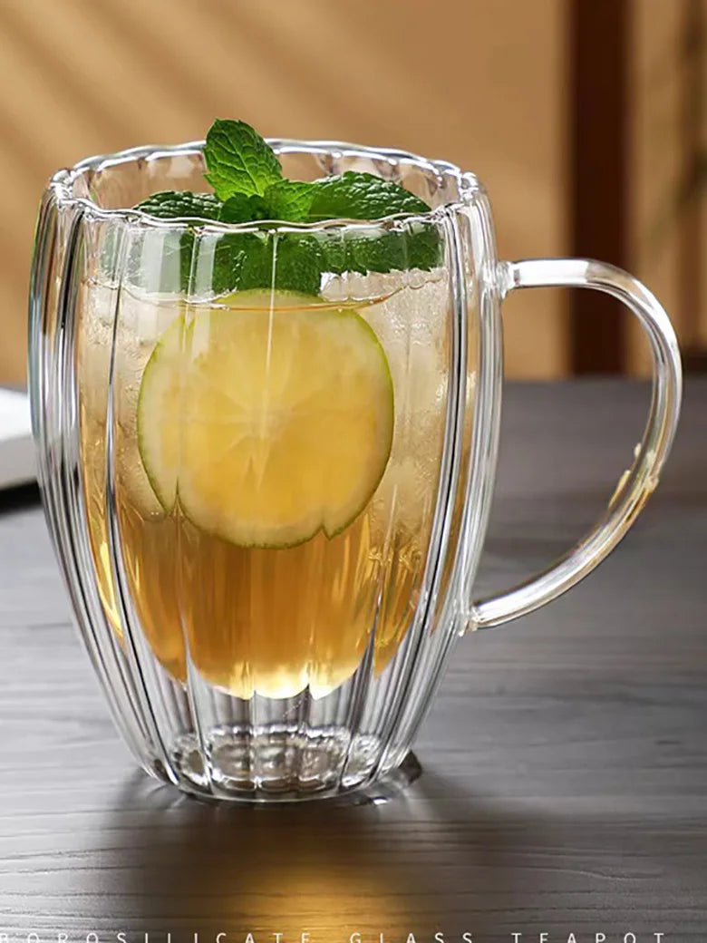 Striped Double-Wall Glass Coffee Cup - image 7