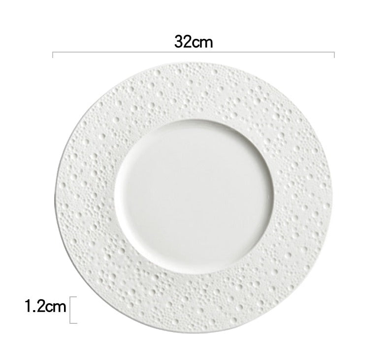 Pure White Ceramic Steak Plate Western Food Plate Household Pasta Flat Plate Commercial Restaurant Hotel Placing Tableware