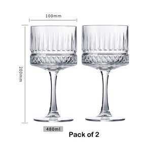 2PCS Elysia Champagne Cups, Goblet Cocktail Glasses Martini Glass