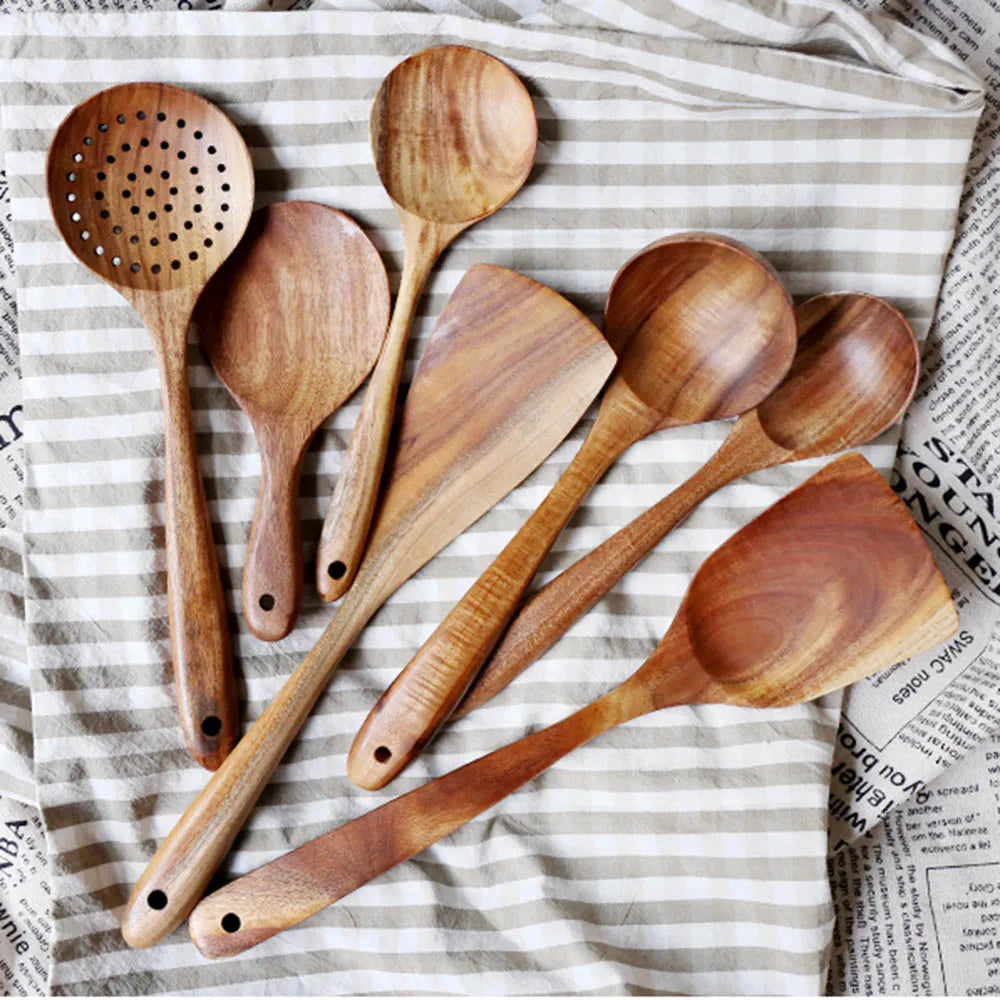 7-Piece Teak Wood Kitchen Utensil Set - image 2
