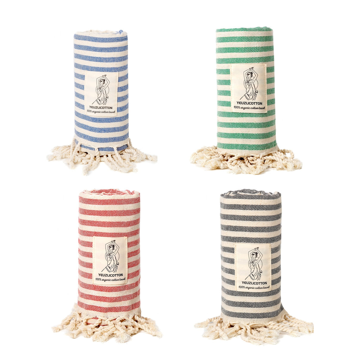 Luxury Striped Tassel Bath Towel: 100% Cotton | Sauna Spa | Home Travel | Beach