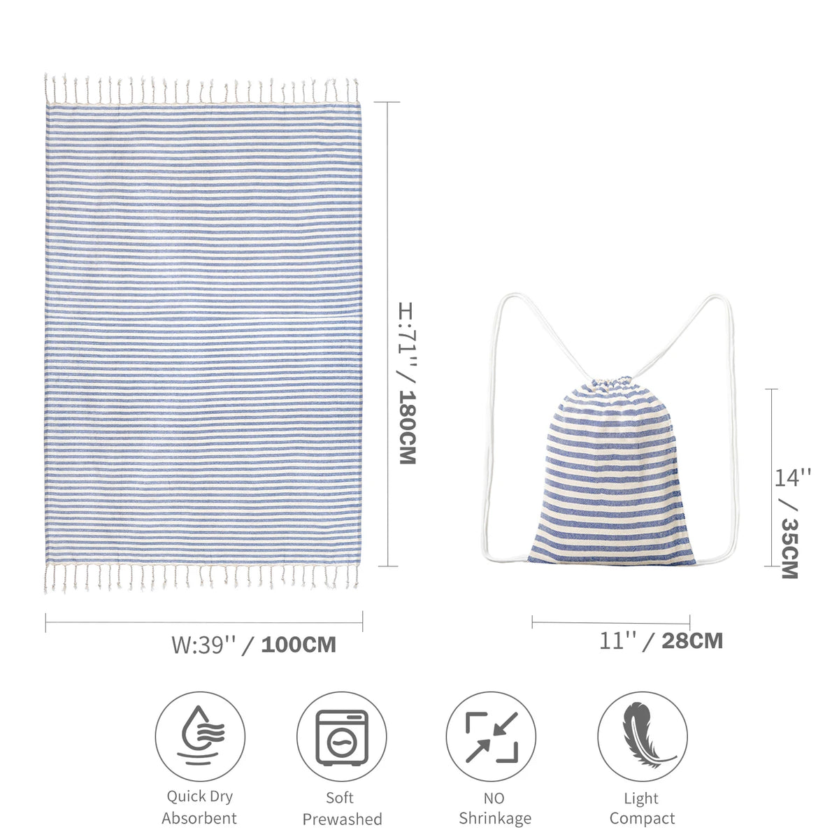 Striped Tassel Beach & Bath Towel - image 2