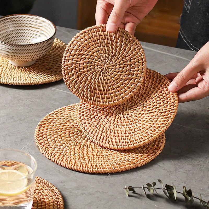 Hand-Woven Rattan Coaster & Trivet - image 3