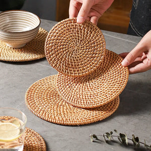 Hand-Woven Rattan Coaster & Trivet - thumbnail 3