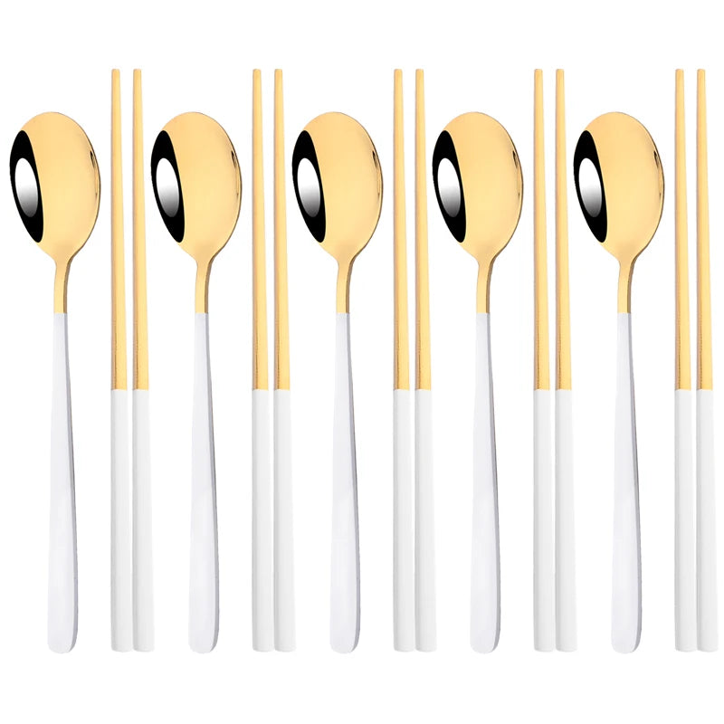 Korean-Style Stainless Steel Chopstick & Spoon Set - image 12