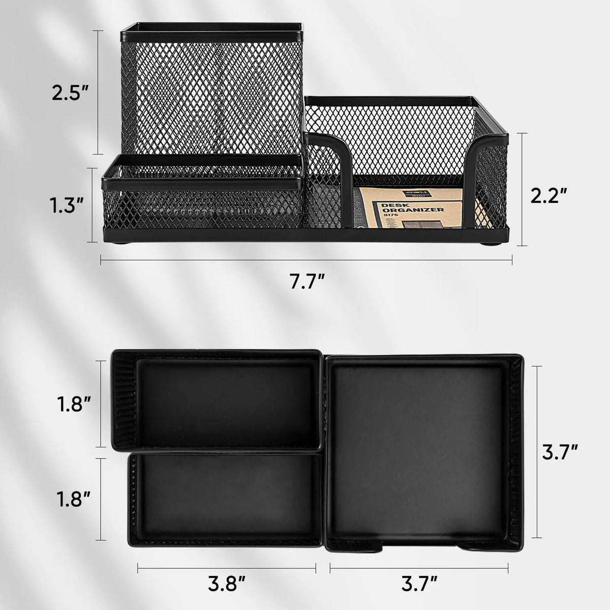 Black Mesh Desk Organizer with 3 Compartments - image 6