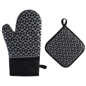 Heat Resistant Pot Holders Oven Mitts, Non-Slip Anti Scalding Cotton Glove for Kitchen Cooking Baking