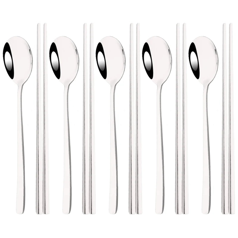 Korean-Style Stainless Steel Chopstick & Spoon Set - image 8
