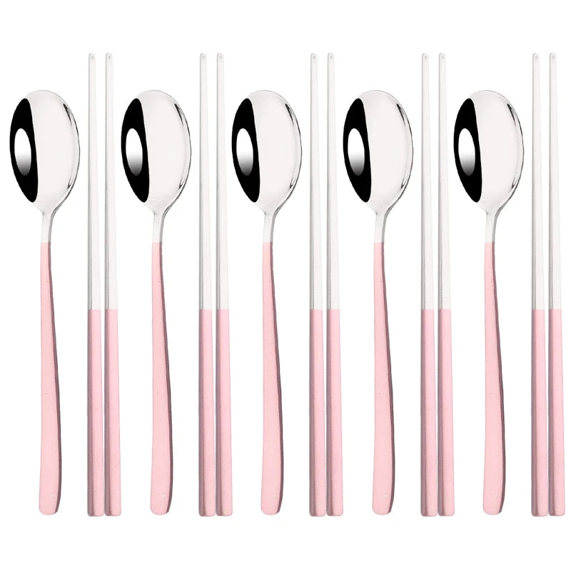 Korean-Style Stainless Steel Chopstick & Spoon Set - image 16