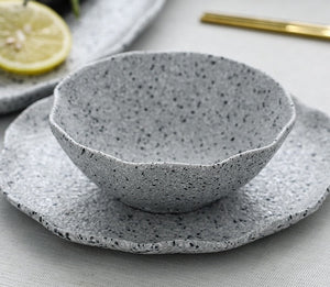 Nordic Granite Texture Ceramic Plate: Creative Irregular Western Food Dinner Plates, Dessert Dish, Soup Bowls, Home Tableware