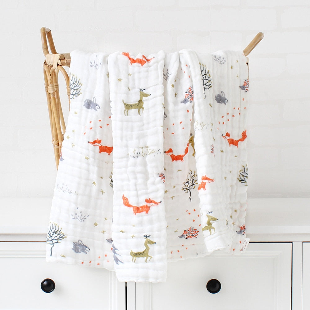 Bamboo Cotton Baby Blanket: Infant Swaddle Wrap | Warm Quilt | Muslin Bed Cover