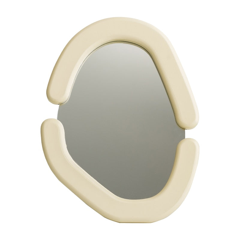 Retro Vanity Mirror Wooden Handmade Oval Cosmetic Mirror Modern Decor Bedroom Wall Mountable Dressing Mirror Home Decoration