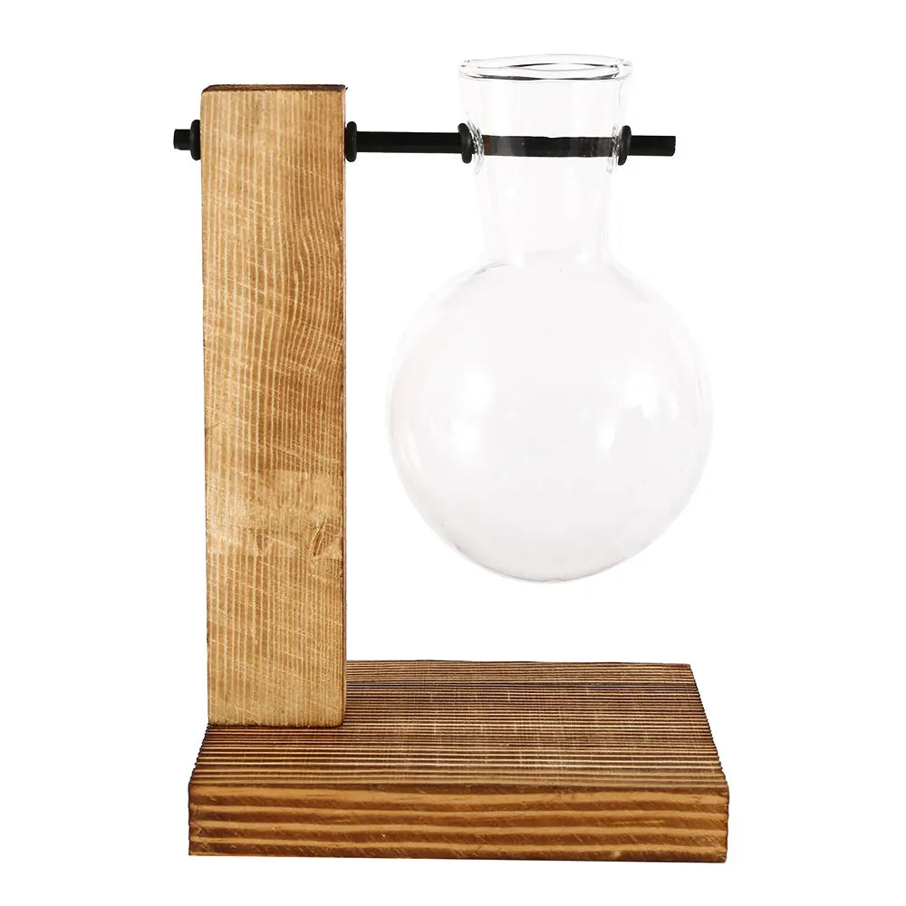Glass Bulb Vase with Wooden Stand - image 9