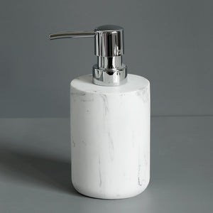 Bathroom Accessory Set: Soap Dispenser, Tumbler, Toothbrush Holder, Soap Dish, Toilet Brush | Imitation Marble