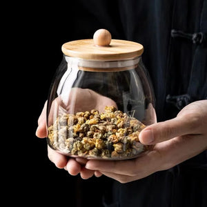 Round Glass Storage Jar with Cork Lid - thumbnail 4