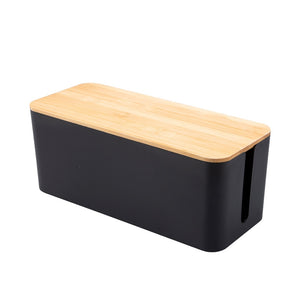 Cable Storage Box Wooden Power Line Storage Case Dustproof Charger Socket Organizer Wire Case Home Cable Winder Organizer