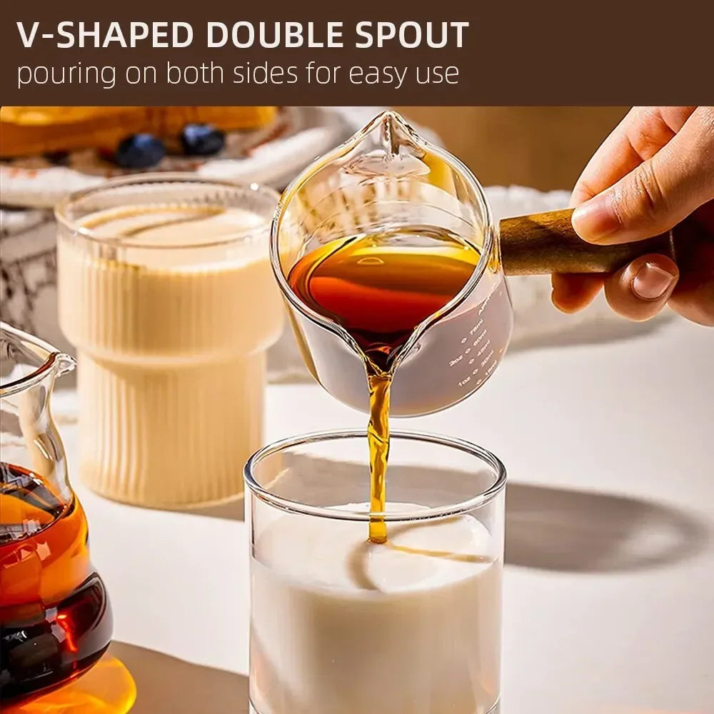 Glass Espresso Measuring Cup with Wooden Handle - image 2