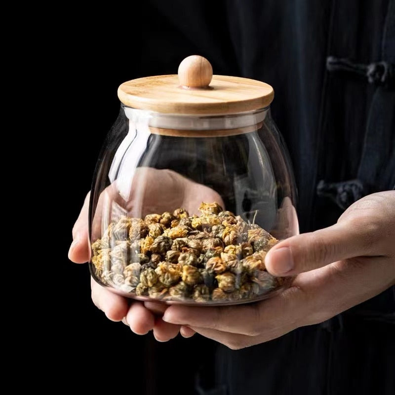 Spherical Glass Food Storage Container with Cork Lids Large Capacity Sealed Glass Bottles Pot Jar for Kitchen Organizer tools