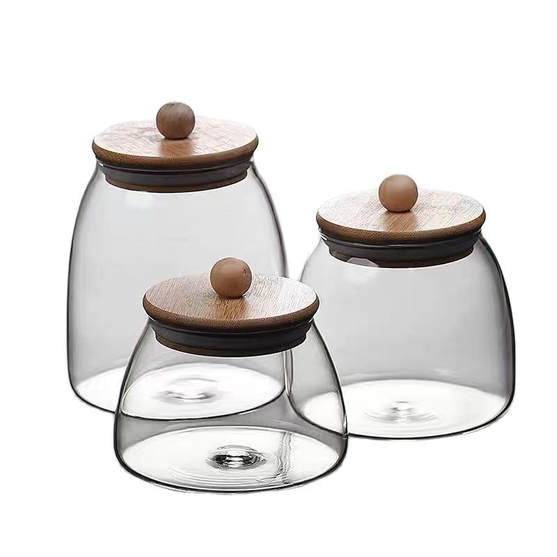 Spherical Glass Food Storage Container with Cork Lids Large Capacity Sealed Glass Bottles Pot Jar for Kitchen Organizer tools