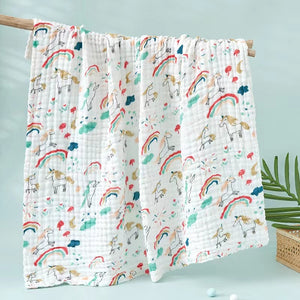 Bamboo Cotton Baby Blanket: Infant Swaddle Wrap | Warm Quilt | Muslin Bed Cover