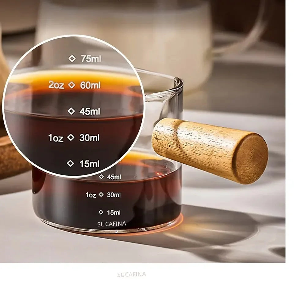 Glass Espresso Measuring Cup with Wooden Handle - image 1