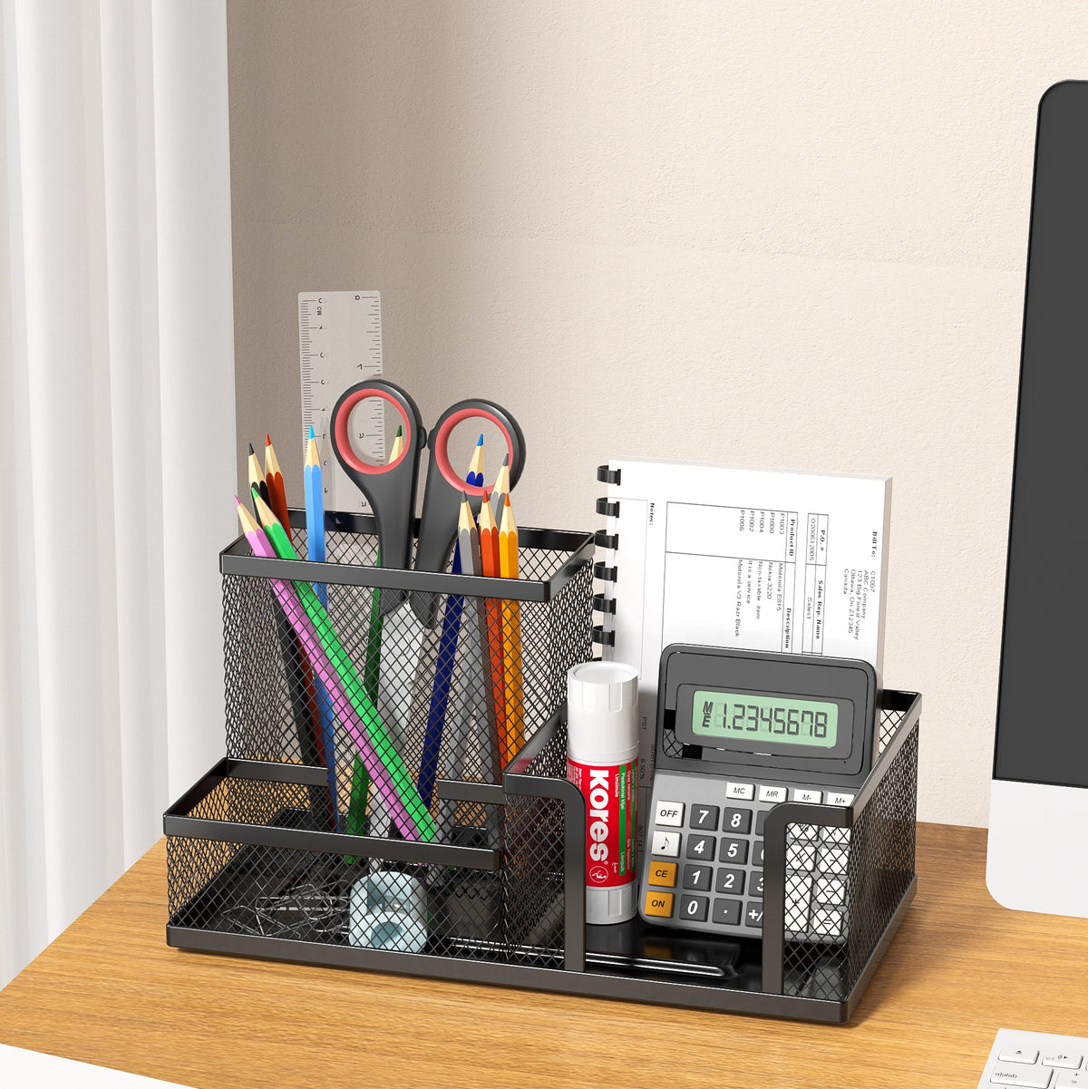 Black Mesh Desk Organizer with 3 Compartments - image 5