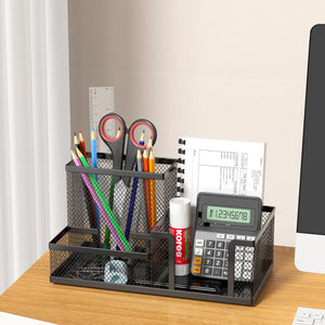 Black Mesh Desk Organizer with 3 Compartments - thumbnail 5