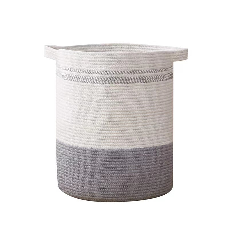Big Cotton Rope Laundry Basket: Woven Rattan | Dirty Clothes Organizer | Toys & Sundries Storage