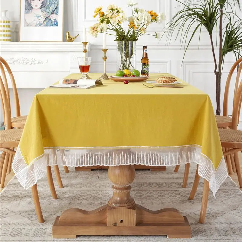 French Country Lace-Edge Cotton Tablecloth - image 10