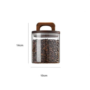 Wood Lid Glass jar Airtight Canister Food Container Tea Coffee Beans Kitchen Storage Bottles Jar Sealed Grounds Candy Jar