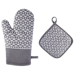 Heat Resistant Pot Holders Oven Mitts, Non-Slip Anti Scalding Cotton Glove for Kitchen Cooking Baking