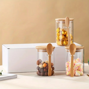 Glass Jar with Bamboo Lid and Spoon - thumbnail 2