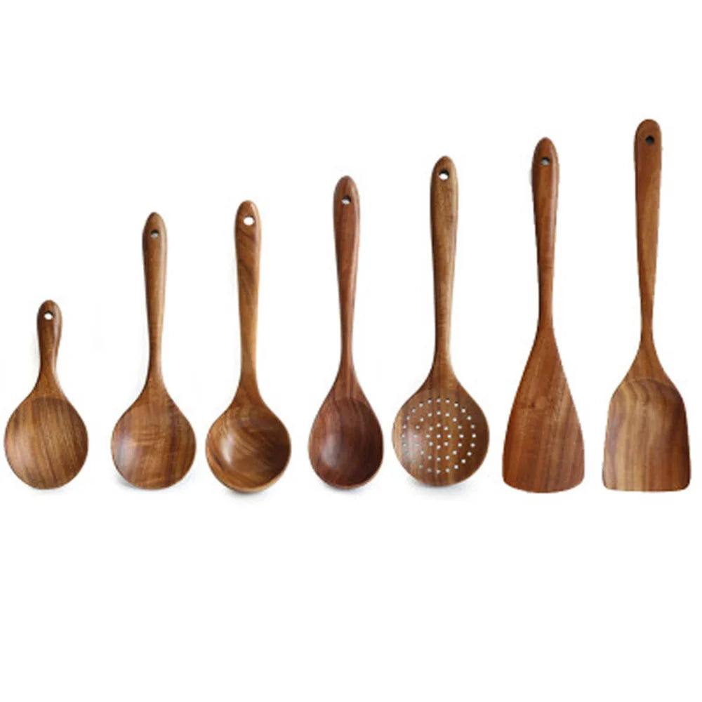 7-Piece Teak Wood Kitchen Utensil Set - image 13
