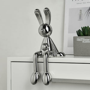 Modern Home Decor Creative Electroplating Rabbit Ceramic Figurines Miniatures Living Room Decoration Office Desk Decoration