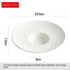 White creative home hotel tableware straw hat plate western food pasta plate soup plate home deep plate