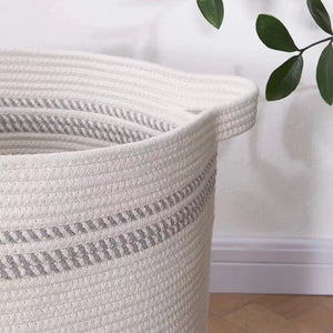 Big Cotton Rope Laundry Basket: Woven Rattan | Dirty Clothes Organizer | Toys & Sundries Storage