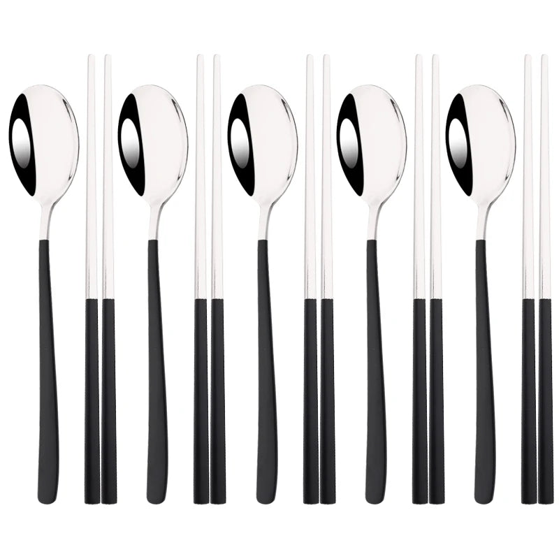 Korean-Style Stainless Steel Chopstick & Spoon Set - image 11