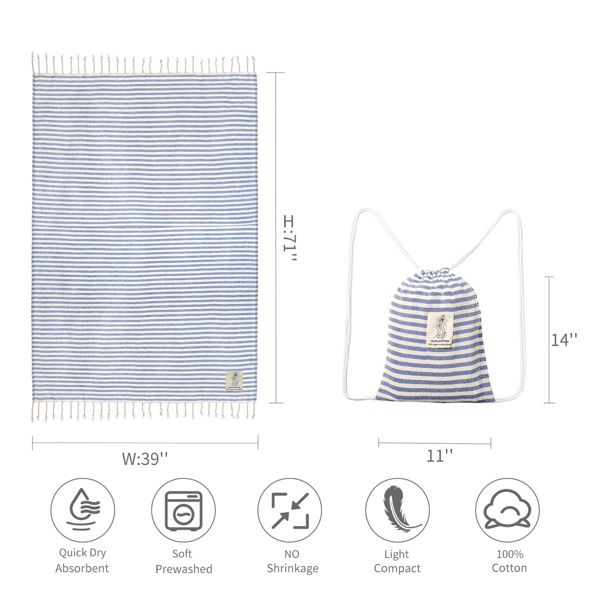 Luxury Striped Tassel Bath Towel: 100% Cotton | Sauna Spa | Home Travel | Beach