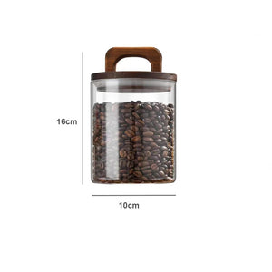 Wood Lid Glass jar Airtight Canister Food Container Tea Coffee Beans Kitchen Storage Bottles Jar Sealed Grounds Candy Jar