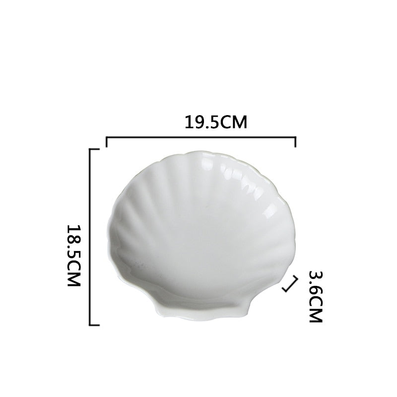 Creative Shell Shaped Ceramic Dinner Dish Household Tableware Snack Dessert Tray Hotel Restaurant Creative Tableware Pasta Plate