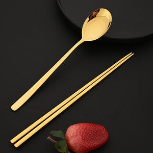 Korean-Style Stainless Steel Chopstick & Spoon Set - thumbnail 4