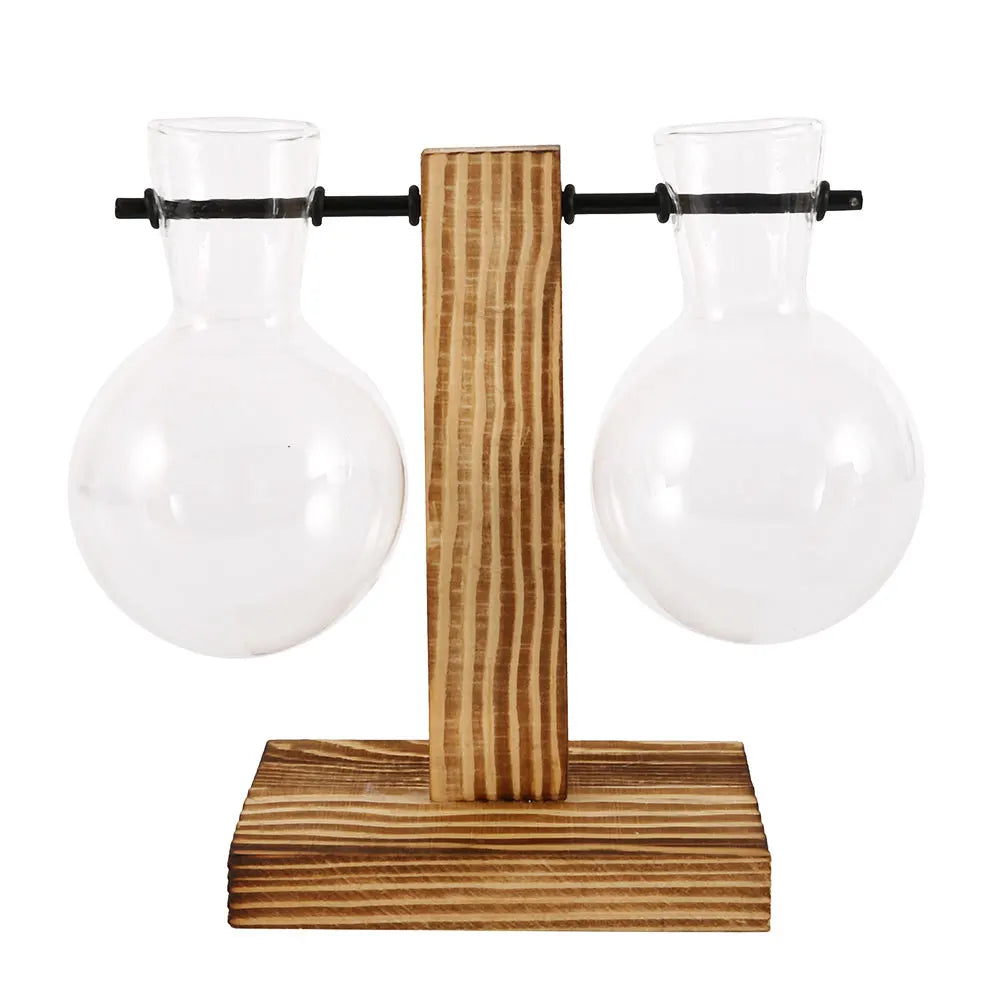 Glass Bulb Vase with Wooden Stand - image 7