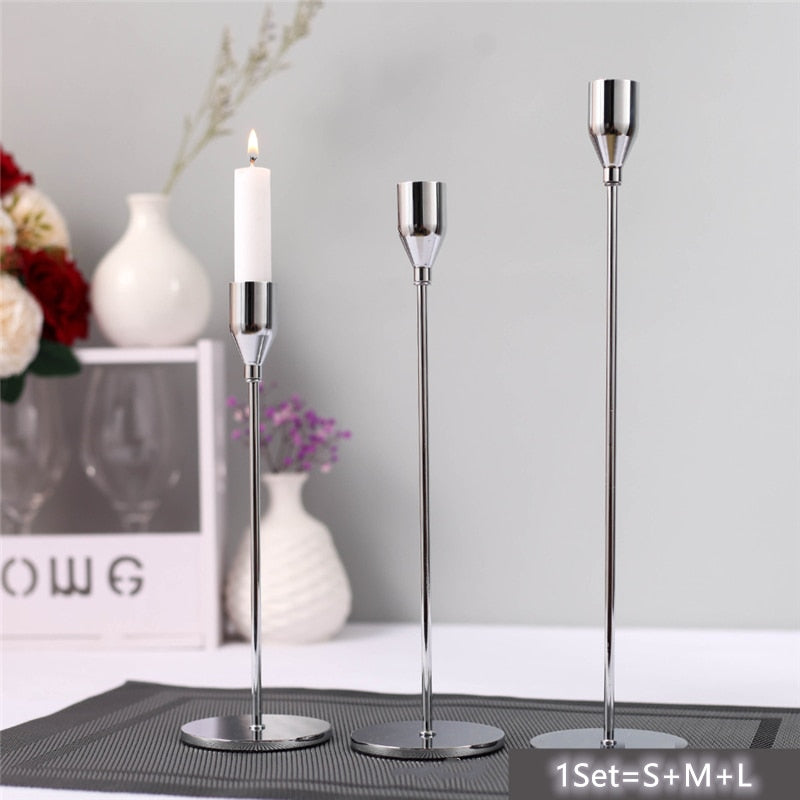 Luxury Metal Candle Holders Candlestick Fashion Wedding Table Candle Stand Exquisite Candlestick Christmas Table Home Decor