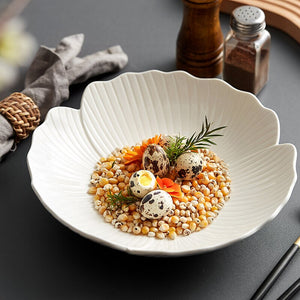 Large Soup Plate: Home Deepening Vegetable Plate, High-Quality Creative White Tableware Ceramic, Salad Bowl