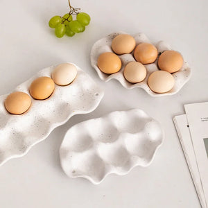 White Ceramic Egg Tray - thumbnail 1