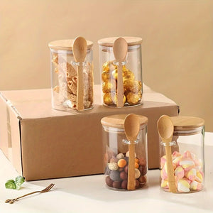 Glass Jar with Bamboo Lid and Spoon - thumbnail 1