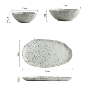 Nordic Granite Texture Ceramic Plate: Creative Irregular Western Food Dinner Plates, Dessert Dish, Soup Bowls, Home Tableware