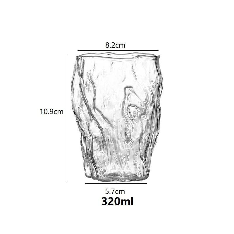 320ml Japanese Hammered Glass Cups Irregular Coffee Mug Foreign Wine Glasses Whiskey Glass Home Milk Tea Juice Cup Bar Drinkware