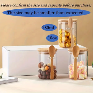 Glass Jar with Bamboo Lid and Spoon - thumbnail 4