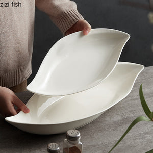 Irregular Shape Ceramic Dinner Plate Cooking Dish Vegetable Plates Creative Restaurant Solid Color Tableware Snack Desserts Tray